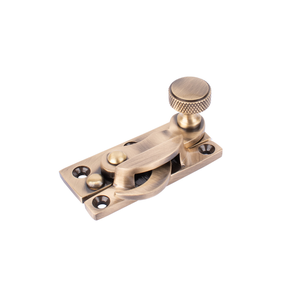 Sash Heritage Claw Fastener with Knurled Knob (Non Locking) - Antique Brass